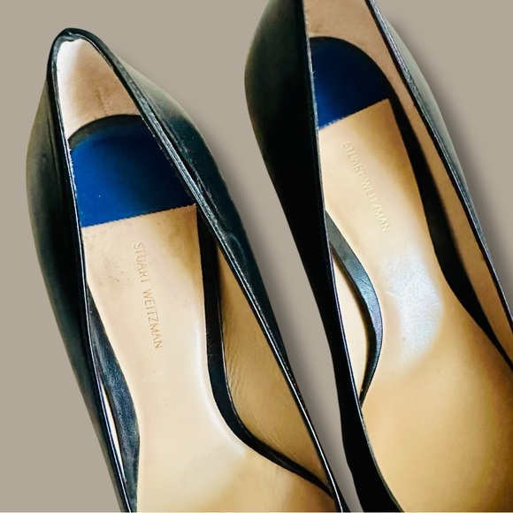 NWOT Stuart Weitzman Black Leather ‘Tippi 75’ Pointed Toe Pumps Size 11.5 - Picture 14 of 16